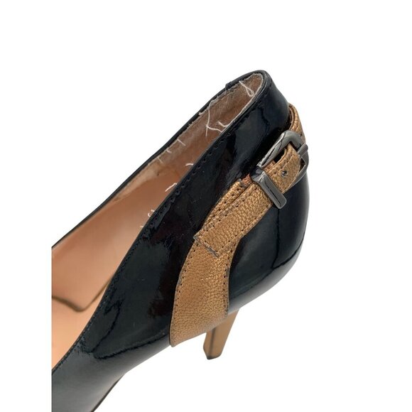 Julianne Hough Patent Leather Black & Tan Stiletto Heels Size 7.5 - Picture 5 of 8